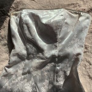 Silver/Pink Strapless Formal Dress